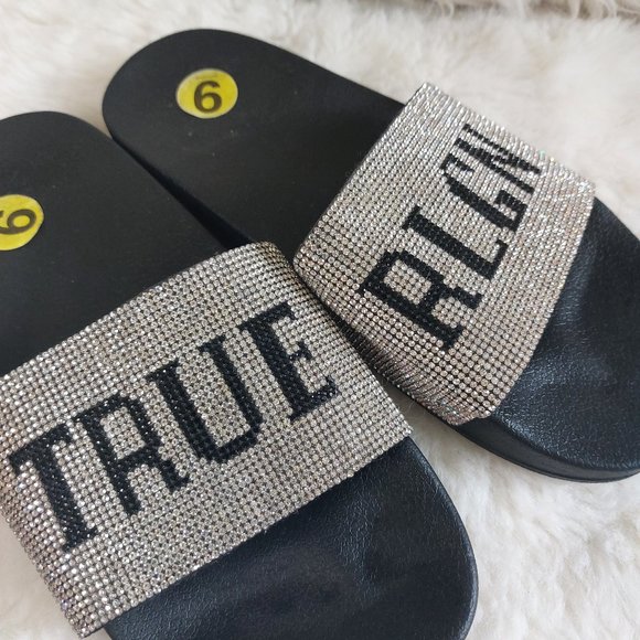 True Religions Women's Black Meyer Bling Slides Sandals US 9 - Picture 7 of 7